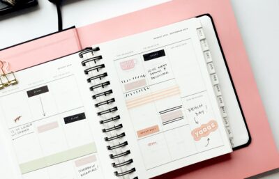 white spiral notebook